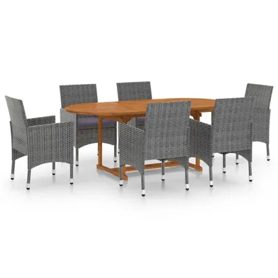 Immagine prodotto di vidaXL set da pranzo da giardino 7 pezzi in polirattan grigio