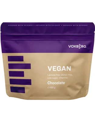 Produktbild von Voxberg Vegan Protein 480 g chocolate / Veganes / Pflanzliches Protein / Leckeres Pflanzenprotein aus Erbsen- und Bohnenisolat
