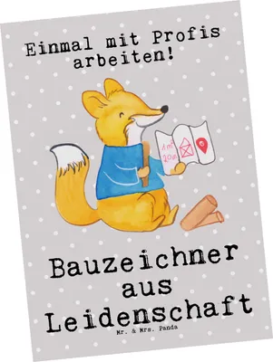 Produktbild von Mr. & Mrs. Panda Grußkarte Bauzeichner Leidenschaft - Grau Pastell - Geschenk, Ansichtskarte, Ansichtskarten, bildkarte, Postkarte, Postkarten