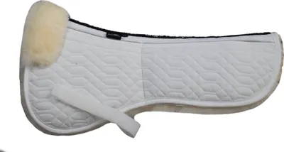 Produktbild von Engel Reitsport Sattelkissen SAKIS1AP Lammfell & Baumwollsteppstoff, Fellkranz vorne, Korrektur Aufpolstertaschen außen Weiß/Med. M