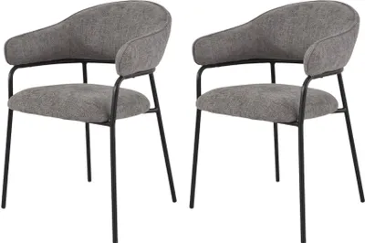 Obrázok produktu pre Rebecca Mobili Stoličky Jatoba 82,5x57x56,5 Polyesterová tkanina Steel Grey Black Moderný SET 2 ks