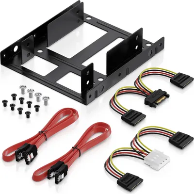 Produktbild von deleyCON Einbaurahmen SET für 2x 2,5" Festplatten / SSD's auf 3,5" Adapter