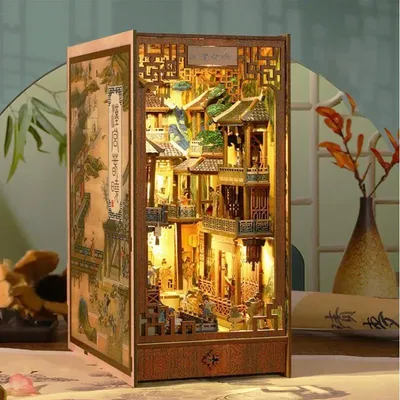 Image de Maison miniature Book Nook - Cour Impériale - Puzzle 3D - 200 pièces - Maison miniature en bois - avec LED