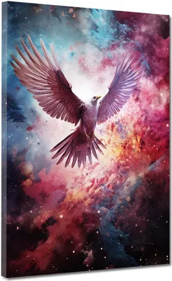Produktbild von Leinwandbild Wandbild Kunstdruck XXL Wanddeko Taube im Universum: 90x120x2cm