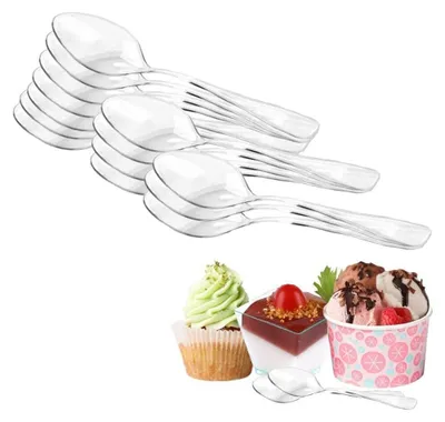 Produktbild von 200 Stück Plastiklöffel Plastikbesteck | Partygeschirr Mehrweg & Robust Plastik Löffel | Party Besteck Wiederverwendbar | Spülmaschinenbeständig gemäß (200, Löffel), Transparent