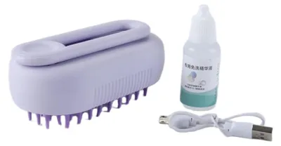 Productafbeelding van Dampfborstel voor huisdieren - 4-in-1 verzorging en massage (paars)