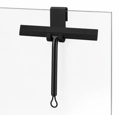 Immagine prodotto di Spazzola per vetri della doccia senza aloni, 21 cm, nera, con supporto, in silicone per porte in vetro