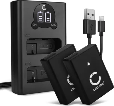 Image de CELLONIC 2x Batterie pour Appareil photo Compatible avec Nikon D3300, D3500, D5200, EN-EL14 - (1050mAh, 7.4V) + Chargeur Double