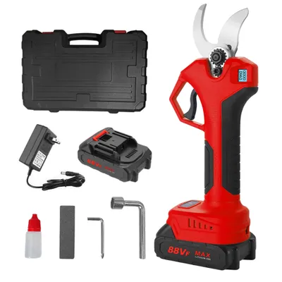 Produktbild von Akku Astschere Elektrische Gartenschere,0-40 mm Schnittdurchmesser,Fortschrittliche Digitalanzeige,mit 2 Batterie, 21V Baumschere,Rot