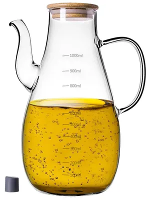 Image de Distributeur d'huile/bouteille d'huile - Verre - Avec couvercle et poignée - 1000 ml - CE/UE - 1 pièce