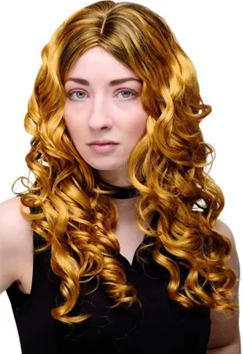 Produktbild von WIG ME UP Perücke Gold Schwarz Locken GFW1682-144+1