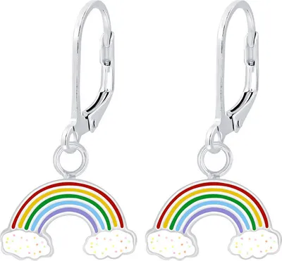 Produktbild von Regenbogen Ohrringe Kinder Silber 925 mit Glitzer