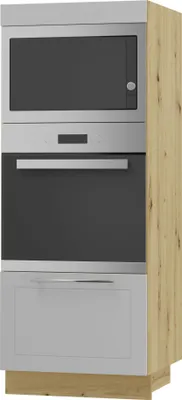 Produktbild von Backofenschrank KVANTUM Vollauszug 60cm Korpus- & Frontfarbe wählbar (Q-D5AA/60/154),dust grey matt,eiche artisan