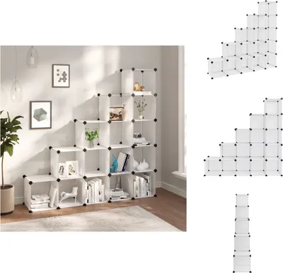Produktbild von vidaXL Regalsystem mit 15 Würfeln Transparent PP -  Schuhregale & -schränke