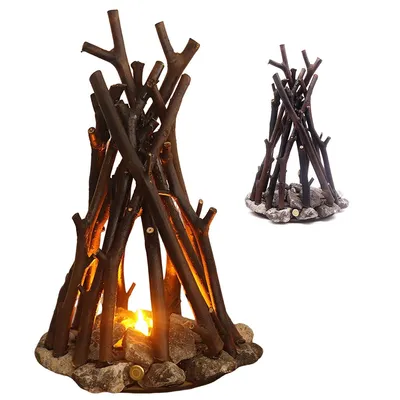 Produktbild von Holz-Design Nachtlicht – LED-Lampe im Lagerfeuer Look, dimmbar mit 3 Lichtmodi & Soundeffekt, USB betrieben