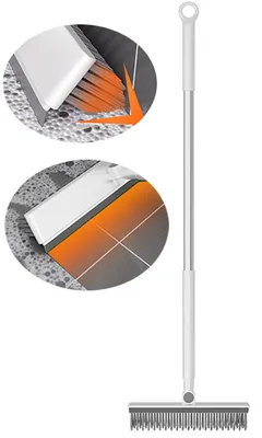 Produktbild von Gummibesen mit Bodenabzieher – 3-in-1-Bodenwischer – 106 cm Stiellänge – 36 cm Kehrbreite – Robust und leicht – Friseurbesen – Gummibürste