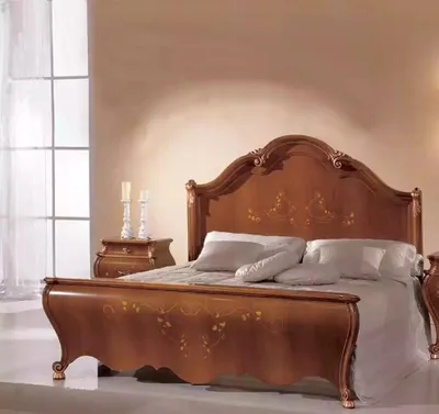 Obrázek produktu pro Postel Dřevěná manželská postel v klasickém stylu designové postele do ložnice