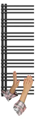 Zdjęcie produktu dla Granitan – grzejnik łazienkowy – suszarka do ręczników – 140 x 50 cm – czarny – podgrzewacz do ręczników – MILO