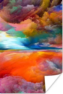 Produktbild von MuchoWow® Poster Gemälde - Ölgemälde - Abstrakt - Wolken 40x60 cm - Plakate für die Wand - Poster Babyzimmer