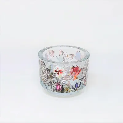 Produktbild von Teelichthalter, Windlicht BLUMENWIESE H. 7cm D. 9cm aus Glas Formano F25