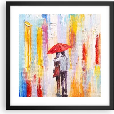 Produktbild von Gerahmtes Poster - Schwarzer Rahmen - Liebhaber Regenschirm - 40x40 cm - Wand Bild - Wanddeko - Wandbilder - Kunstposter - Wandposter - Bilderrahmen - Bilder - Kunstdruck - Wandbild - P2BAC40x40-3692