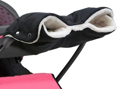 Produktbild von Kinderwagen Handwärmer,Kinderwagen Handschuhe Handmuff mit Fleece Innenseite,Kinderwagenmuff Atmungsaktiv Wasserfest Winddicht, Universalgröße für Kinderwagen Buggy,Radanhänger(Schwarz)