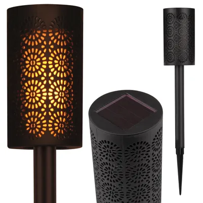 Produktbild von LED Solar Gartenleuchte 39cm 30lm 1.2W 360° IP44 Flammeneffekt Fackel Schwarz