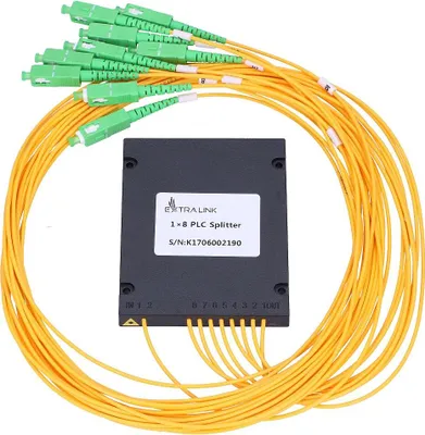 Produktbild von Extralink 1:8 PLC SC/APC Glasfasersplitter Kabelsplitter Spitter 2,0mm, 1,5m, G657A, ABS-Modul Glasfaserkabel