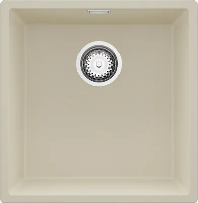 Produktbild von PRIMAGRAN Spülbecken Beige 46x47cm, Granitspüle 1 Becken + Ablauf-Set, Küchenspüle ab 50er Unterschrank - London Slim