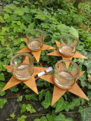 Produktbild von Edelrost Adventskranz, Teelichthalter Stern, quadratisch