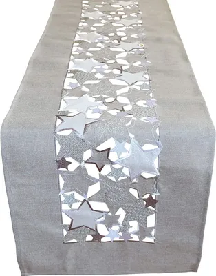 Produktbild von Tischwäsche Stickerei Stern 40 x 175 cm - grau