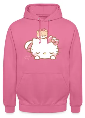 Produktbild von Spreadshirt Hello Kitty Mit Teddy Auf Dem Rücken Uni Hoodie, M, Pink
