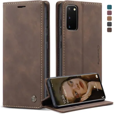 Productafbeelding van Beschermhoes voor Samsung Galaxy S20, gemaakt van kunstleer, met een klapmechanisme, magnetische sluiting, kaarthouder en standfunctie