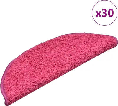 Image de Tapis d'escalier 30 pièces 56 x 17 x 3 cm Rose Demi-rond