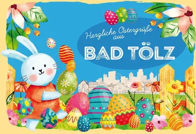 Produktbild von vianmo Holzschild 20x30 cm Ostergrüße BAD TÖLZ Ostern