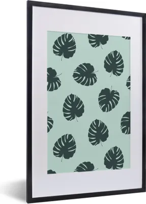 Produktbild von MuchoWow® Gerahmtes Poster Sommer - Monstera - Blau 40x60 cm - Poster mit Schwarzem Bilderrahmen Wandposter Rahmen Foto Bilder - Poster in Rahmen