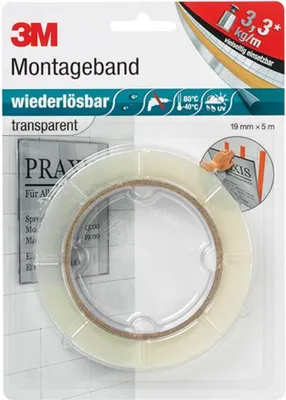 Productafbeelding van 3M Scotch montageband, "herpositioneerbaar", 19 mm x 5 m, transparant