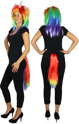 Produktbild von Unicorn Perücke Einhorn mit Schwanz