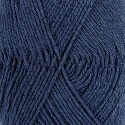 A close-up view of dark blue yarn.