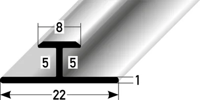 Produktbild von PROVISTON Doppeleinschubprofil 6 x 22 x 2700 mm Einfasshöhe 5.35 mm Übergangsprofil Aluminium Ungebohrt Farbe Edelstahl