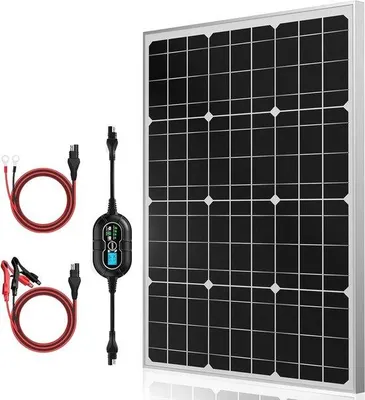 Immagine prodotto di Kit solare - Supporto per regolatore di pressione - Ricarica batteria - Tecnologia MPPT ultrasottile - 50 Watt - Nero - Compatibile con diversi pannelli solari