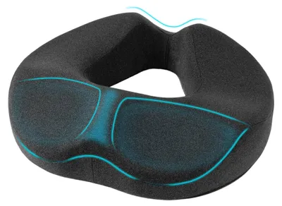 Immagine prodotto di Cuscino ergonomico per seduta, progettato per alleviare la pressione sul coccige, realizzato in memory foam, colore nero