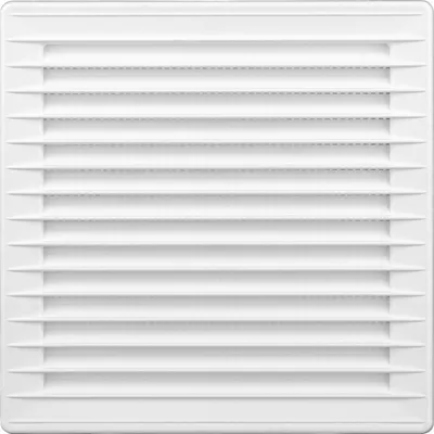 A white ventilation grille with horizontal slats is shown against a white background.