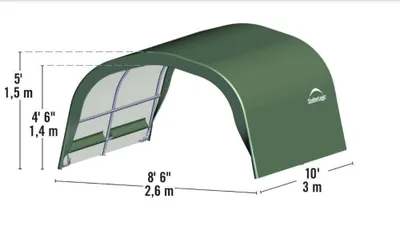 Image de ShelterLogic Feuilles Tente de pâturage Garage de tente Run-In-Shed Vert 300x260x150 cm