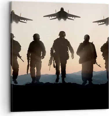 Produktbild von Bild auf Leinwand - Leinwandbild - Armee Militaria - 70x70cm - Wand Bild - Wanddeko - Wandbilder - Leinwanddruck - Bilder - Kunstdruck - Wanddekoration - Leinwand bilder - Wandkunst - AC70x70-3436