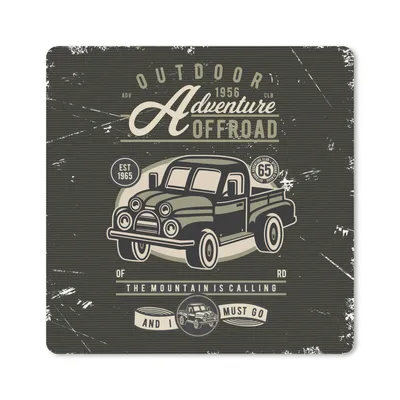Produktbild von MuchoWow® Mauspad Mousepad Auto - Retro - Briefe - Zeichnung 20x20 cm - Mousepads - Maus Mat - Pad - Mausunterlage - Desk Mat - Bureauartikeln