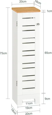 Immagine prodotto di Armadio da bagno e porta carta igienica - BZR85-W - Indipendente - 3 ripiani - Legno - Multiuso - Bianco