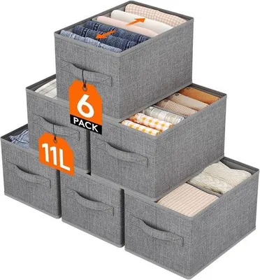 Produktbild von Famanu Aufbewahrungsboxen Set 6 Stück - Stoffboxen mit Griff und herausnehmbarer Trennwand, 30x21x18 cm