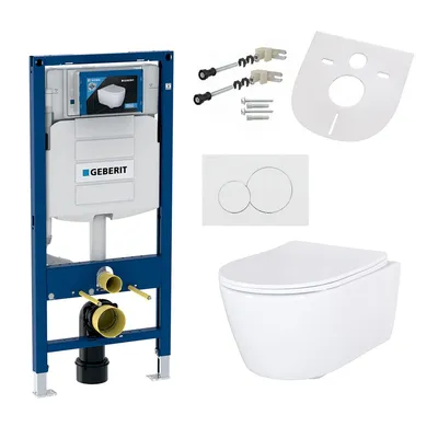 Produktbild von Spülrandloses Hänge-WC mit Softclose WC-Sitz passend für Geberit Vorwandelement