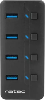 Produktbild von Natec Hub Usb 3.0 Mantis 2 4-Anschlüsse Mit Schalter+Stromversorgung